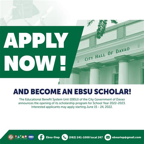Davao City scholarships for 200 eligible students are now open.